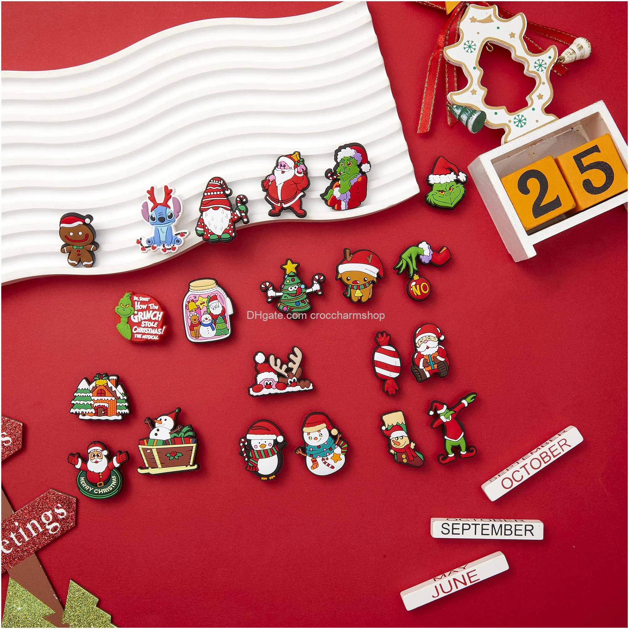 christmas shoe charms fit for clog clog wristband bracelet decoration santa claus pins accessories for women men kids boy girl adult birthday christmas party favor gifts