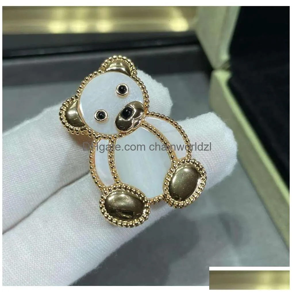 v gold plated teddy bear animal brooch lucky children series cnc high edition internet celebrity vanly cleefly