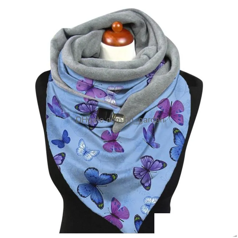 Scarves Scarves Autumn Winter Women Scarf Butterfly Printing Warm Shawls Luxury Bufanda Para Mujer Ladies Wrap Female Drop D Dhgarden Dhc5N