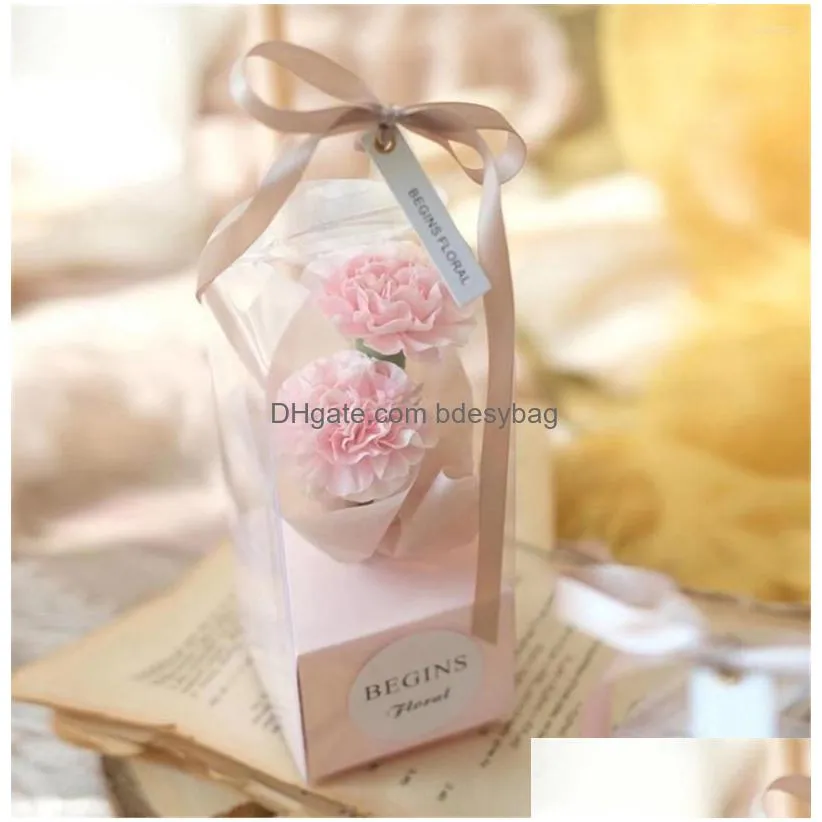 Gift Wrap Gift Wrap 10Pcs Rose Flower Transparent Pvc Box Lighthouse Portable Arrangement Packaging Valentine Bouquet Drop Delivery Ho Dhgbq