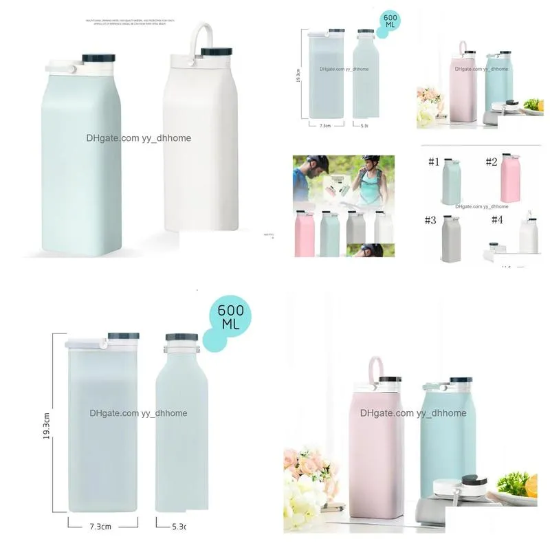 tumblers silicone folding water bottle milk cup large capacity sport drinks bottles with lid outdoor candy color wy214 zwl jj 9.21