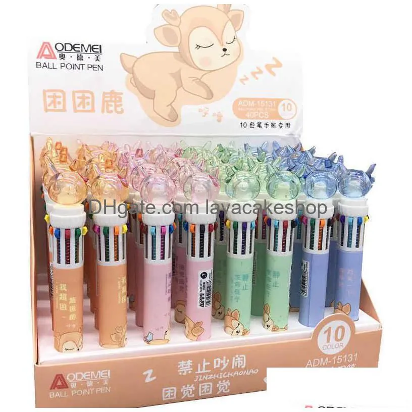 wholesale lats cartoon 10-color ballpoint pen anime multi-color oily cute school office supplies student gift stationery