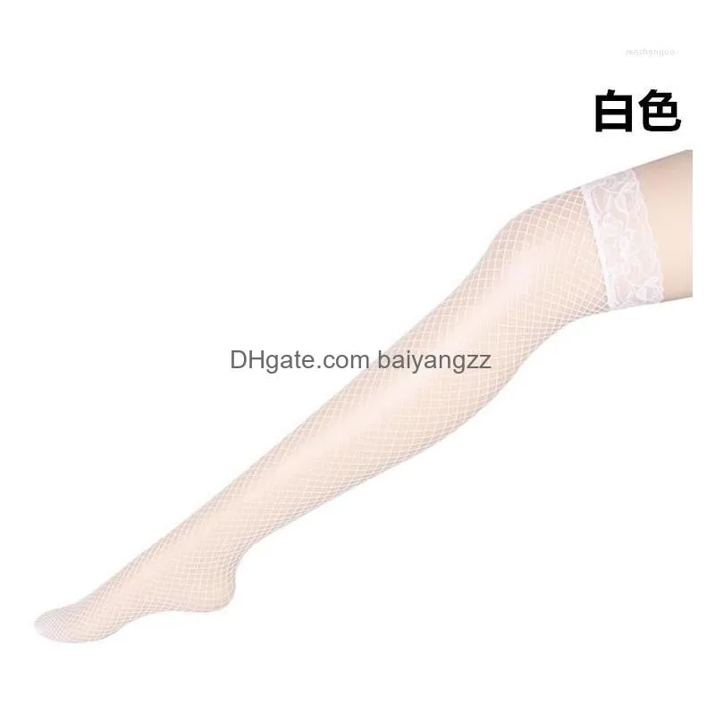 Socks Hosiery Women Japanese Three-Nsional Lace Mesh Stockings Long Tube Fun Tra-Thin Sexy High Silk Fishnet Drop Delivery Apparel Dhixc