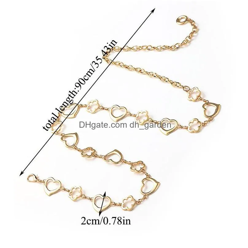 Other Fashion Accessories Belts Women Circle Metal Chain Belt Sier Heart Flower Fringes Ring Waist Dress Ladies Decorative D Dhgarden Dhcmf