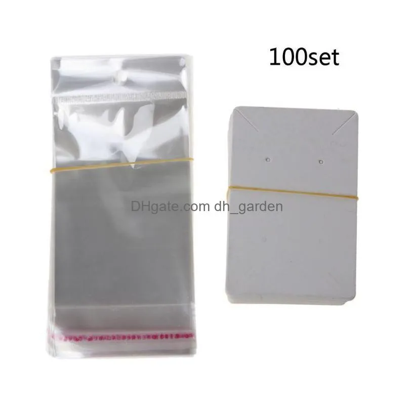 97qe blank kraft paper jewelry packaging card tags used for necklace earring display cards with 100pcs selfseal bags