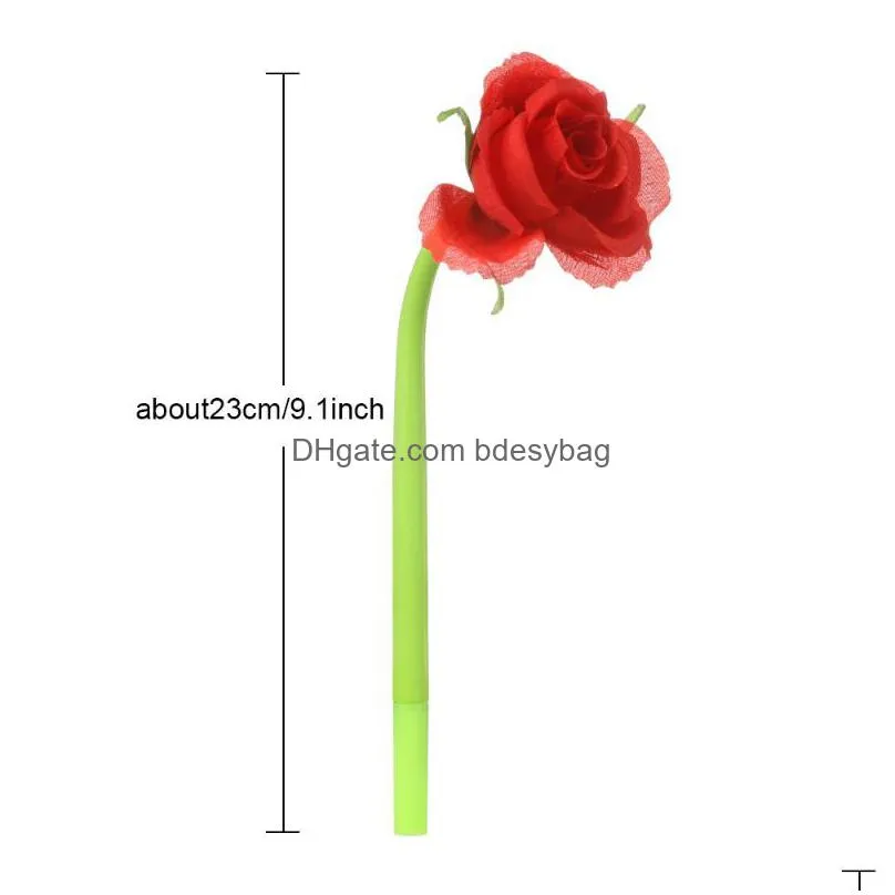 rose flower silicone gel pen simulation valentines day gift 0.5mm black ink neutral school writing tools home decor pens