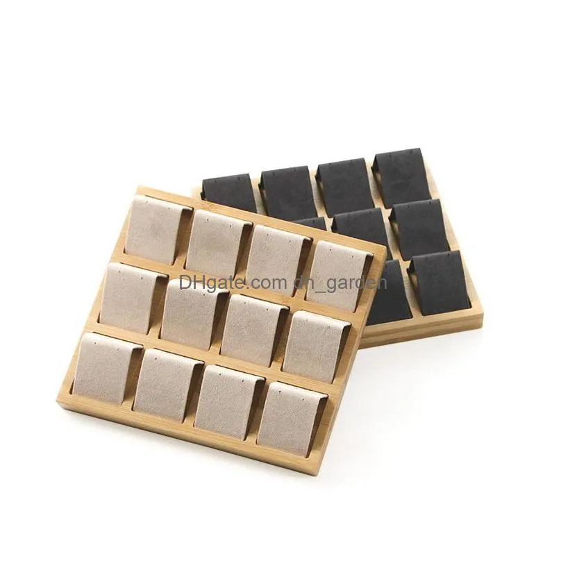 high quality bamboo imitation suede fabric jewelry earring display stand ear stud holder rack storage case