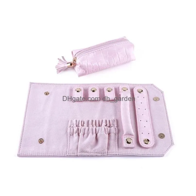 portable travel jewelry organizer box roll pu leather jewellery storage pouch for rings earrings necklaces
