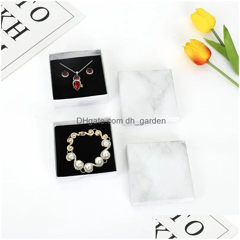 12pcs retro marble pattern packaging cover box square high quality necklace bracelet jewelry ring gift boxes