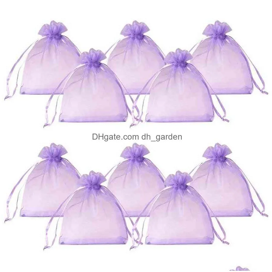 200pcs organza with drawstring jewelry pouches wedding party christmas favor candy gift packaging bags 12x10cm 10x8cm