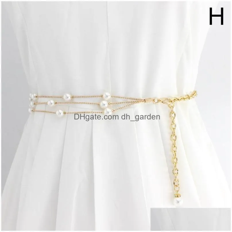 Other Fashion Accessories Belts Pearl Chain Adjustable For Women Fashion Elegant Sunflower Waistband Girls Dress Waist Strap Dhgarden Dhblt