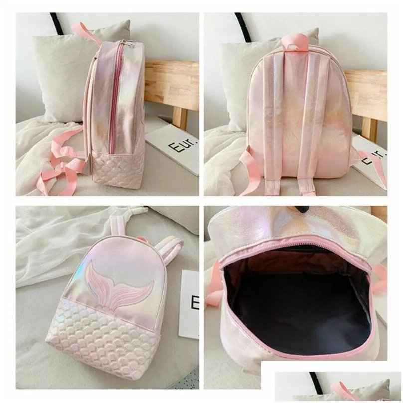 backpack est women girls glitter bags mermaid girl school book shoulder bag rucksack pu laser s travel 220827