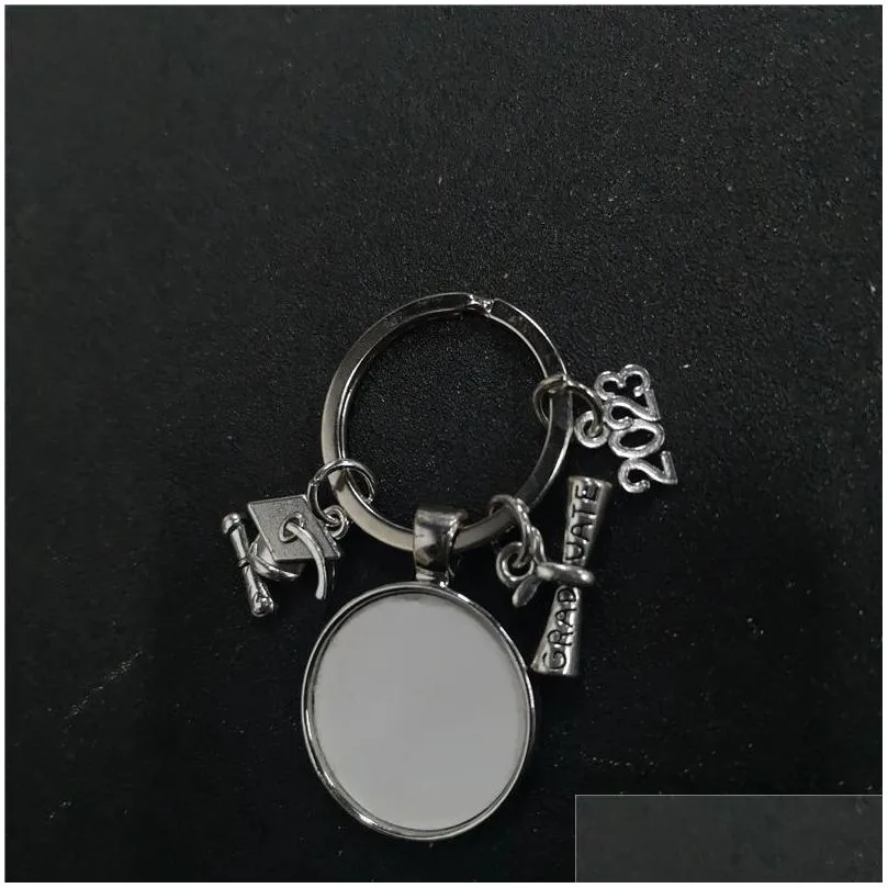 sublimation blank 2023 graduation keychains hat charms key ring heat transfer printing blank diy materials factory price