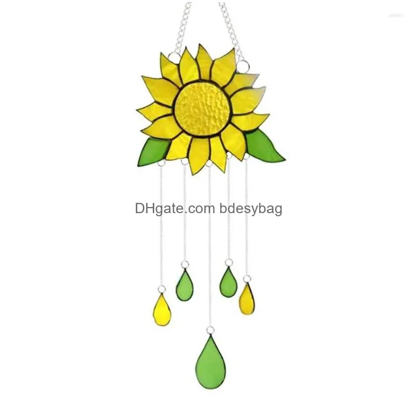 decorative figurines 2022 sunflower enamel pendant acrylic wind chimes hanging home decoration decor ornament