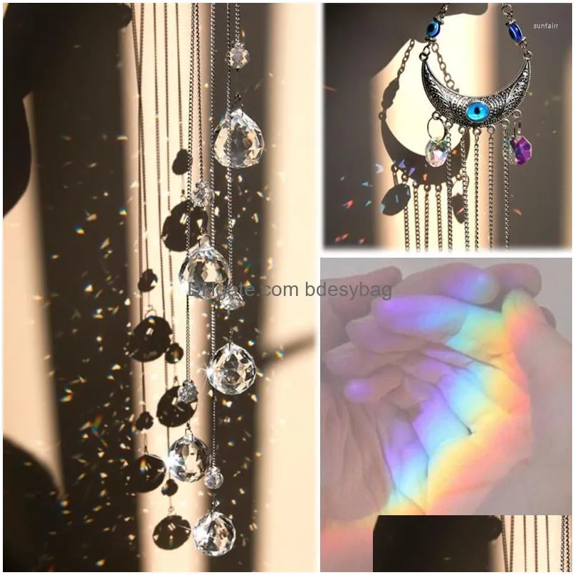 garden decorations h d glass evil eye pendant crystal rainbow suncatcher nazar boncuk charm ornament with ball prisms drops hanging