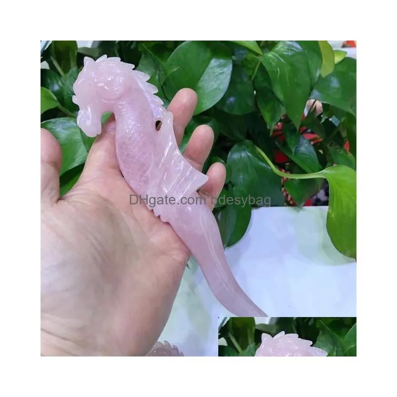 decorative objects figurines unique high quality pure natural 0f rose quartz lepidolite lovely crystal carvingdecorative