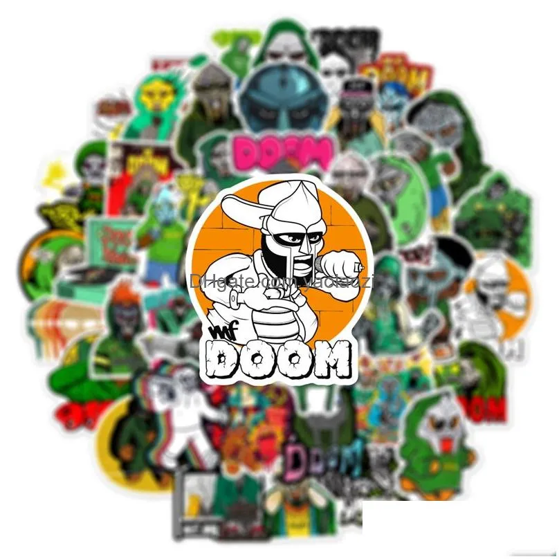 50pcs hip hop rapper mf doom stickers singer graffiti diy skateboard phone luggage laptop guitar toys decals for fan kids