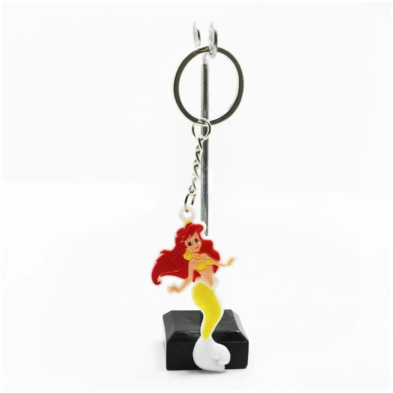 pvc mermaid pendant keychain cartoon keychains bag decorative key chain fashion accessories keyring