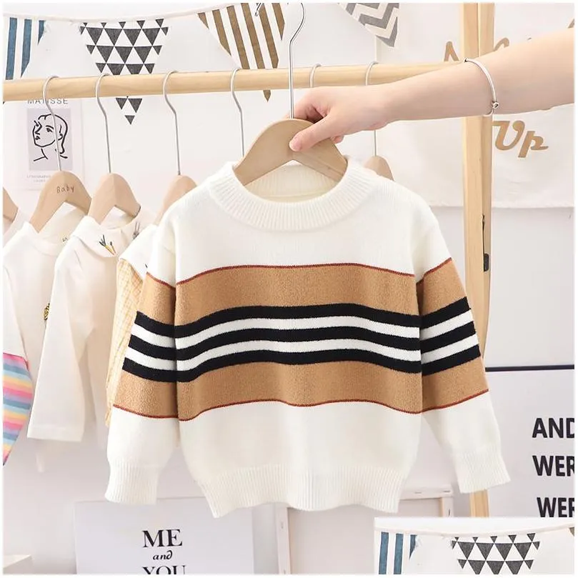 Pullover Spring New Baby Boys Girls Sweaters Turtleneck Striped Kids Soft Warm Long Sleeve Winter Drop Delivery Baby, Kids Maternity B Dhlkj