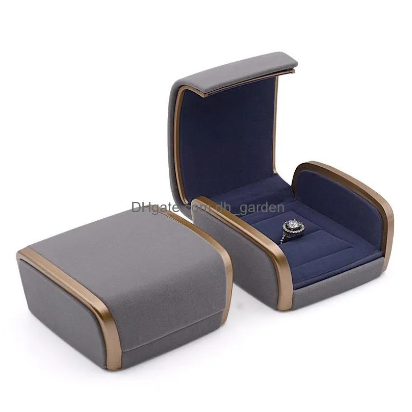 gray gold storage set ring necklace bracelet pendant wedding jewelry packaging display gift velvet box 1pcs