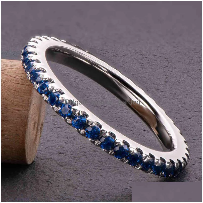 925 sterling silver perfect eternal bridal band shiny colorful sona stone engagement wedding ring womens jewelry