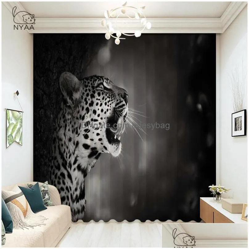 fashion popular 3d printed tiger bedroom curtains drapes curtain for living room girl decoration blackout curtain micro shading