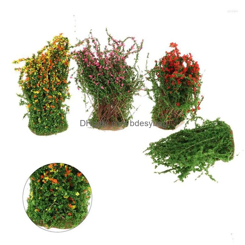 decorative figurines 1/12 dollhouse miniature multicolor flower bush green plant model toy for doll house decoration home decor