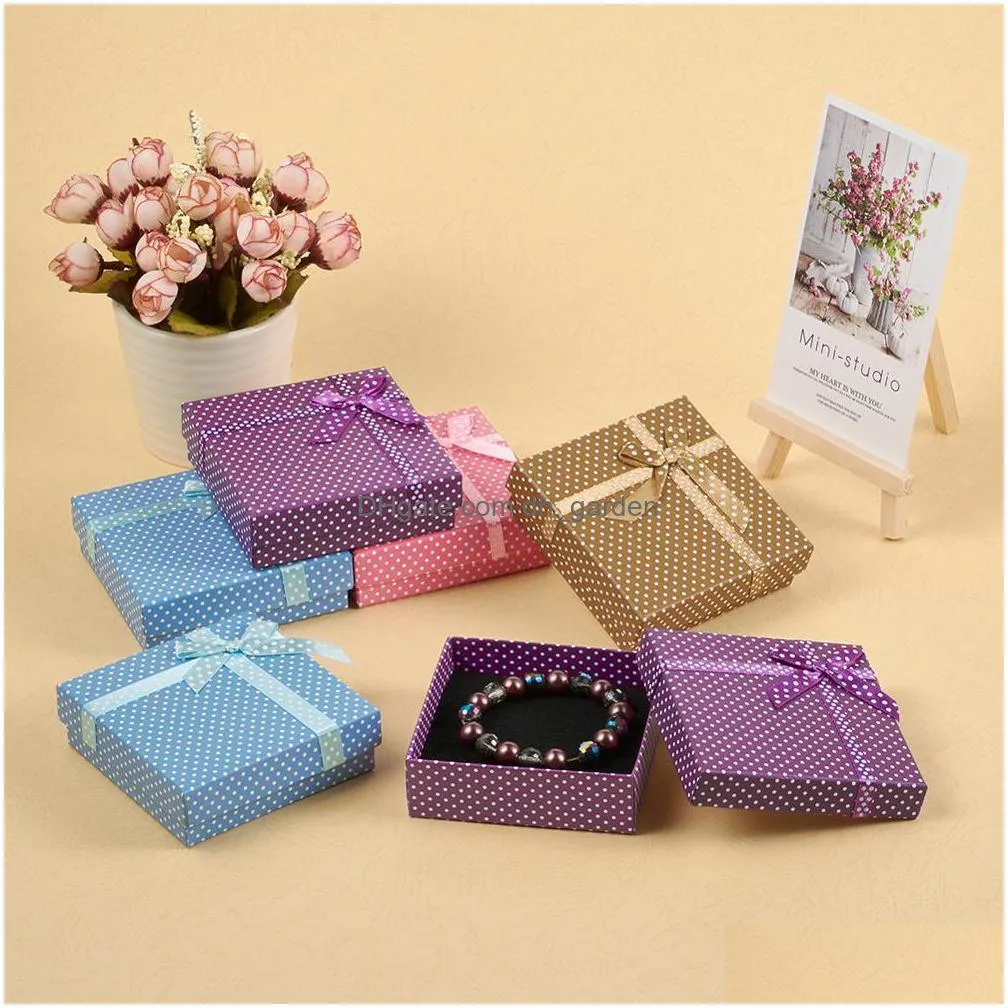pandahall 12pcs jewelry set square gift box with bowknot for necklaces earrings rings packaging mixed color 9x9x3cm 9x7x3cm