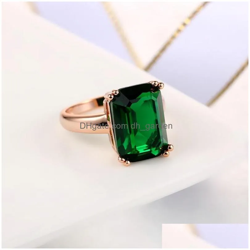 natural emerald ring zircon diamond s for women engagement wedding s with green gemstone 14k rose gold fine jewelry