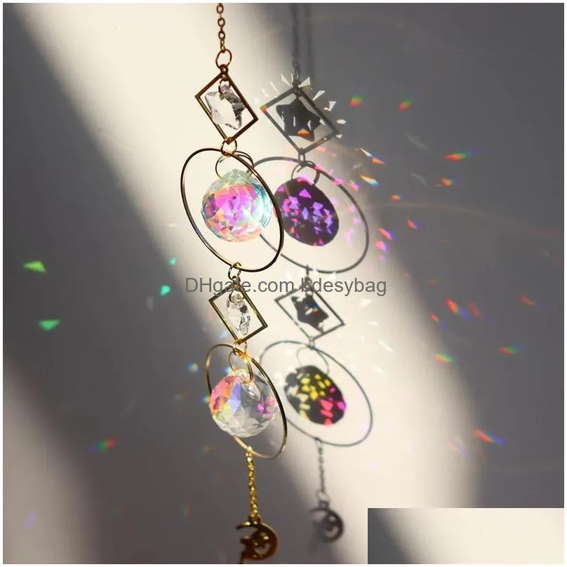 garden decorations crystal wind chimes suncatcher rainbow chaser prism maker hanging pendant window home boho room wall car decoration