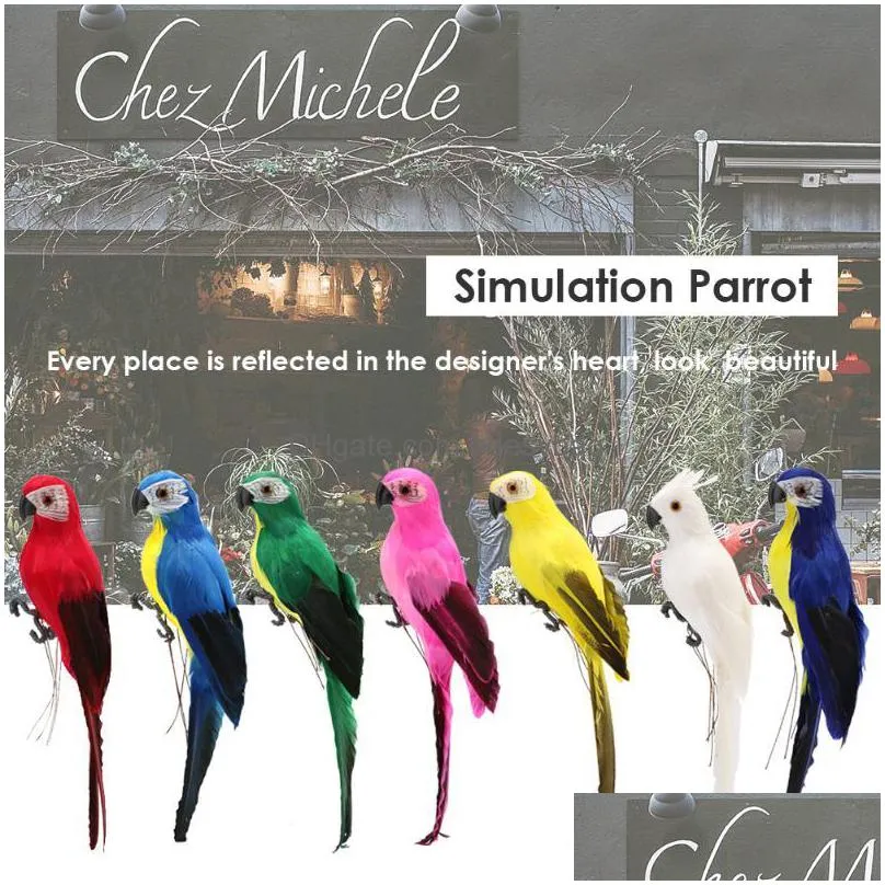 garden decorations 1pc creative foam feather artificial parrots imitation bird model home outdoors wedding decoration ornament diy party