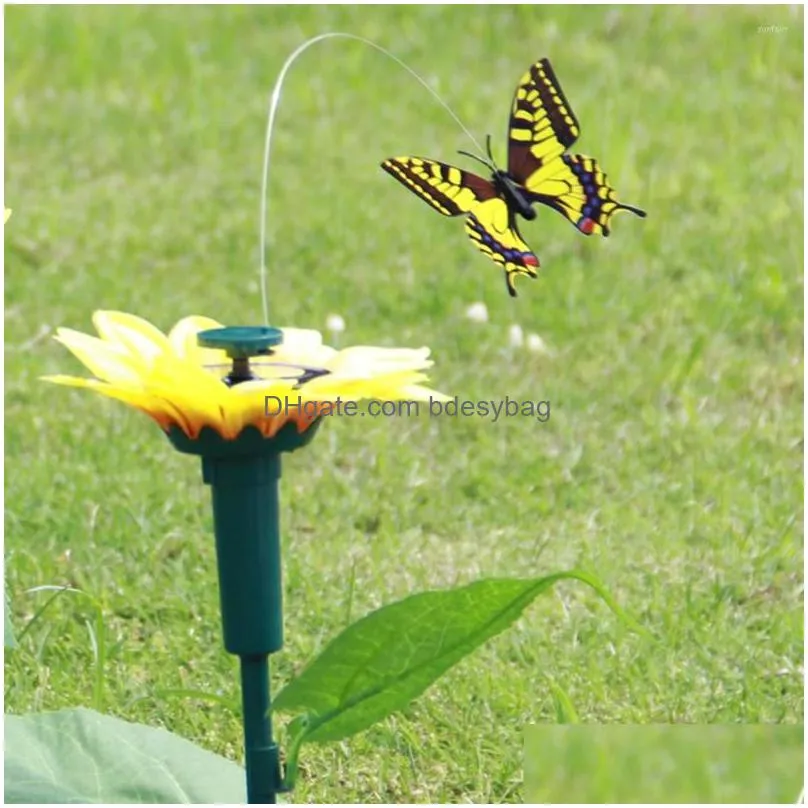 garden decorations solar powered flying butterfly bird sunflower yard stake ornament decoroutdoor decor flower pots decoration