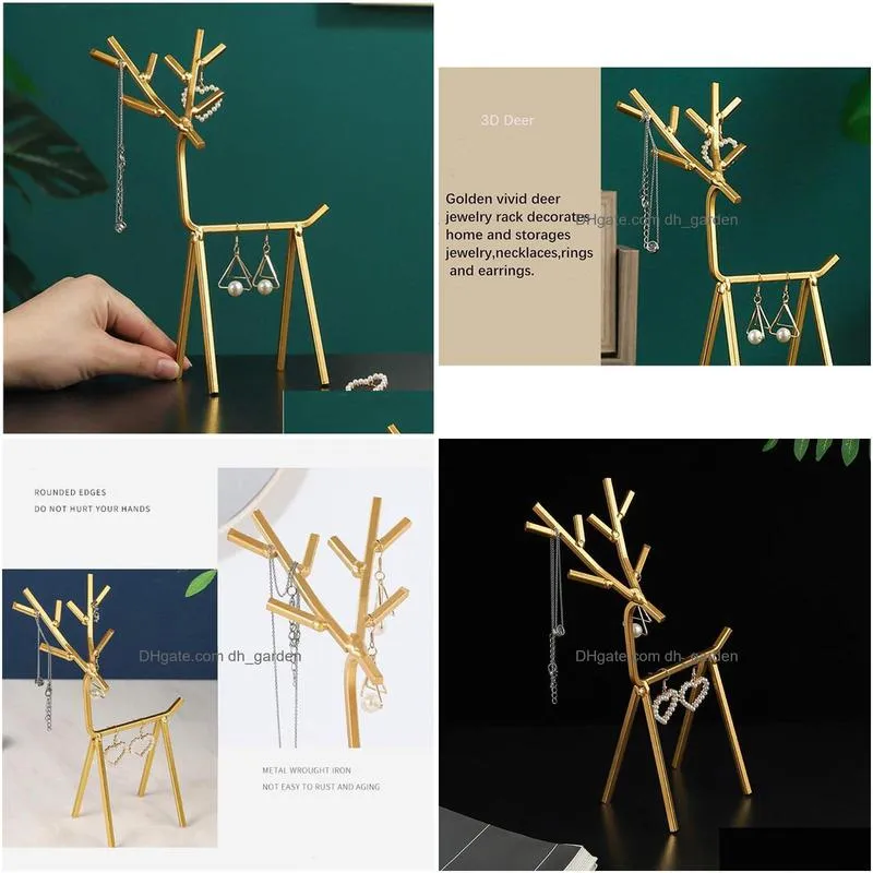 3d golden jewelry display stand necklace earrings organizer tree geometric deer tower rack for rings bracelets