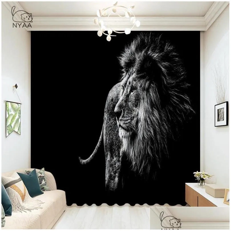 fashion popular 3d printed tiger bedroom curtains drapes curtain for living room girl decoration blackout curtain micro shading