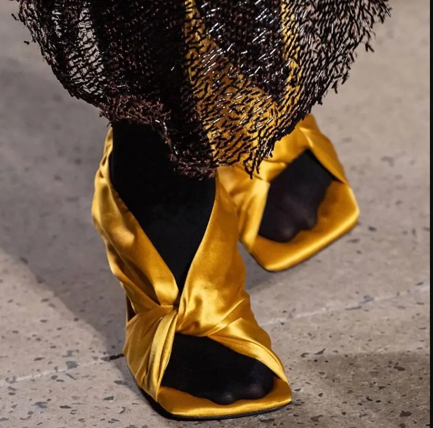 Yellow Purple Black Sandals Summer Gladiators Fashion High heel Silk Satin Womens Pumps Ladies Sandal