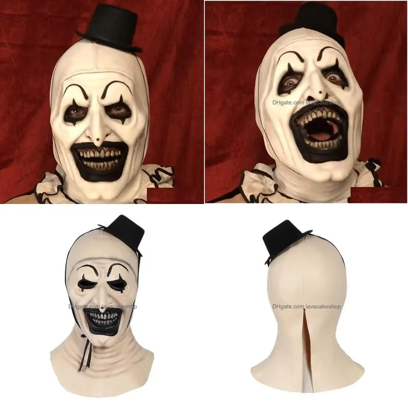 joker latex mask terrifier art the clown cosplay masks horror full face helmet halloween costumes accessory carnival party props h0910