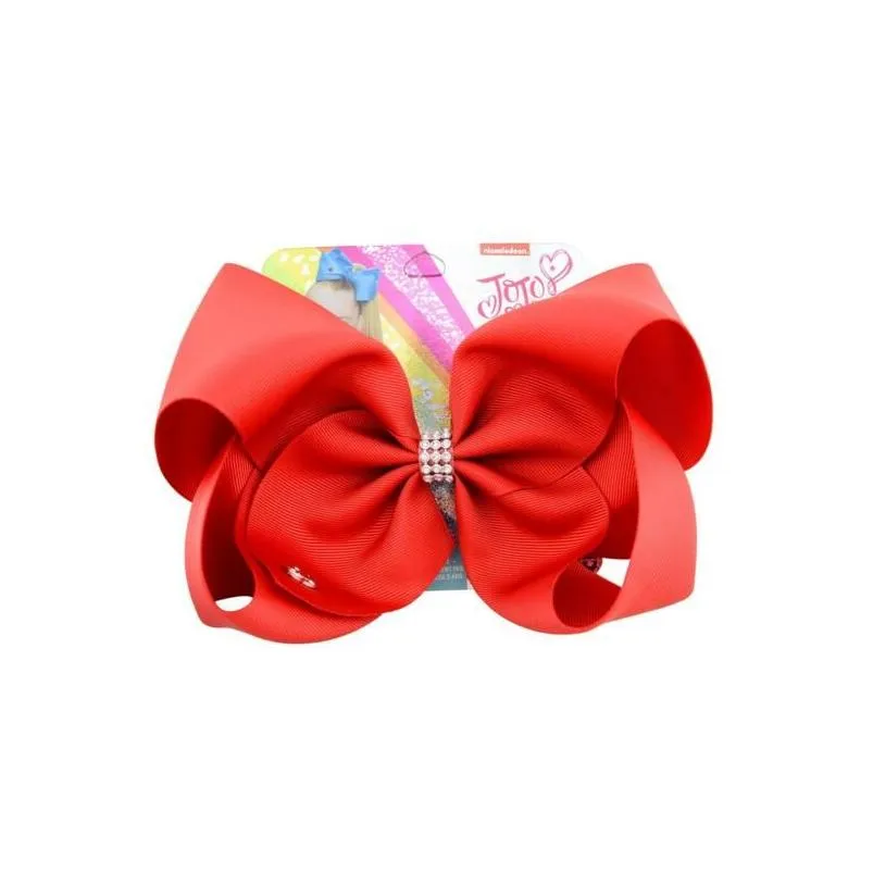 Hair Accessories 8 Inch Siwa Hair Bow Solid Color With Rhinestone Clips Papercard Metal Logo Girls Big Accessories Hairpin Hairband Dr Dhe5F