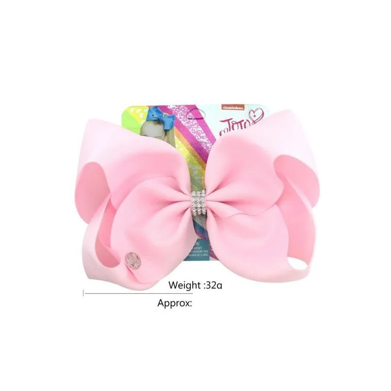 Hair Accessories 8 Inch Siwa Hair Bow Solid Color With Rhinestone Clips Papercard Metal Logo Girls Big Accessories Hairpin Hairband Dr Dhe5F