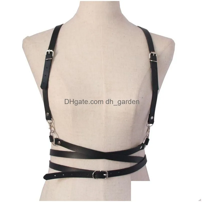 Other Fashion Accessories Belts Leather Harness Black Rock Street Band Waist Belt Seal Punk O-Ring Garters Harajuku Female S Dhgarden Dho0Q
