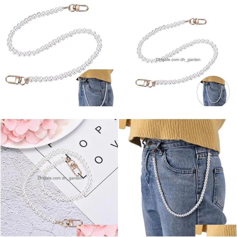 Other Fashion Accessories Belts Female Trendy Jewelry Jeans Pearl Chain For Pants Ring Clip Keyring Fashion Women Cute Pear Dhgarden Dh2Ns