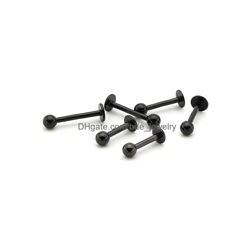 punk 16g stainless steel lip piercing bar ball labret ring stud ear tragus chin body jewelry 6/8/10/12mm