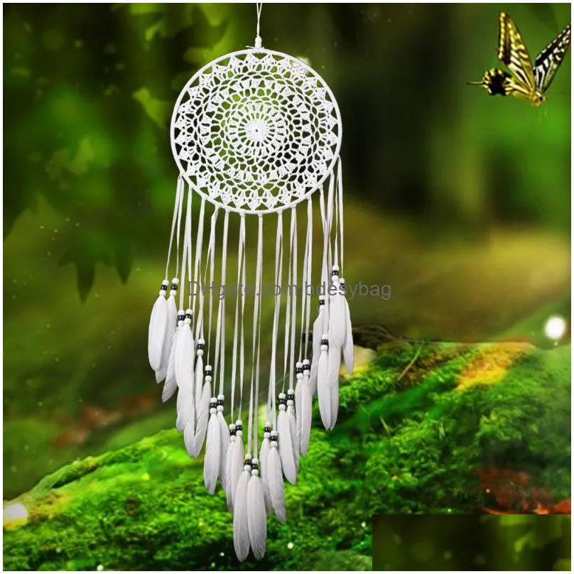 decorative objects figurines white home diy crafts ornaments pattern dream catcher wall hanging beautiful creative car decor