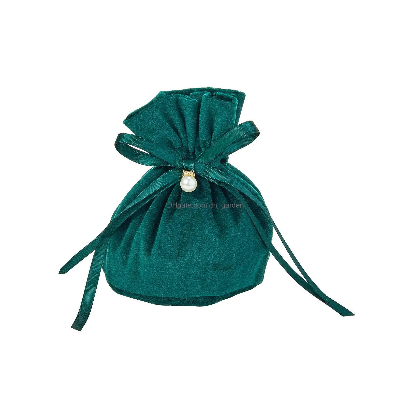 10pcs velvet package drawstring gift bags wedding jewelry packaging pouches with plastic imitation pearl