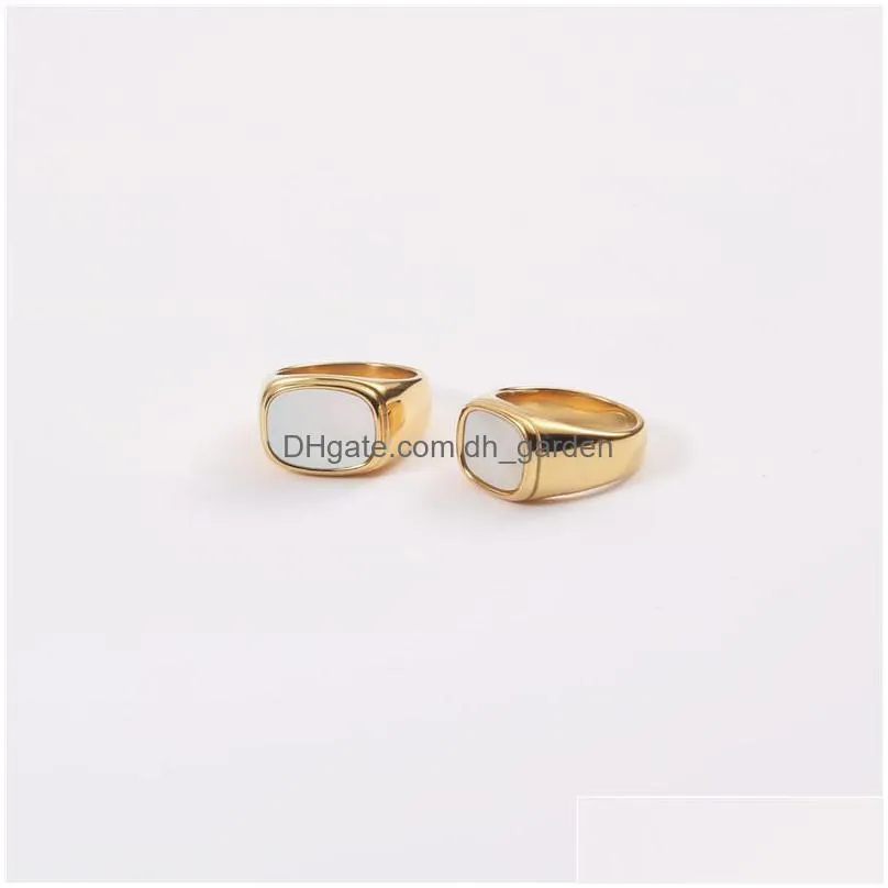 stainless steel bohemian white shell women gold plated minimalism form band rings boho ring jewelry
