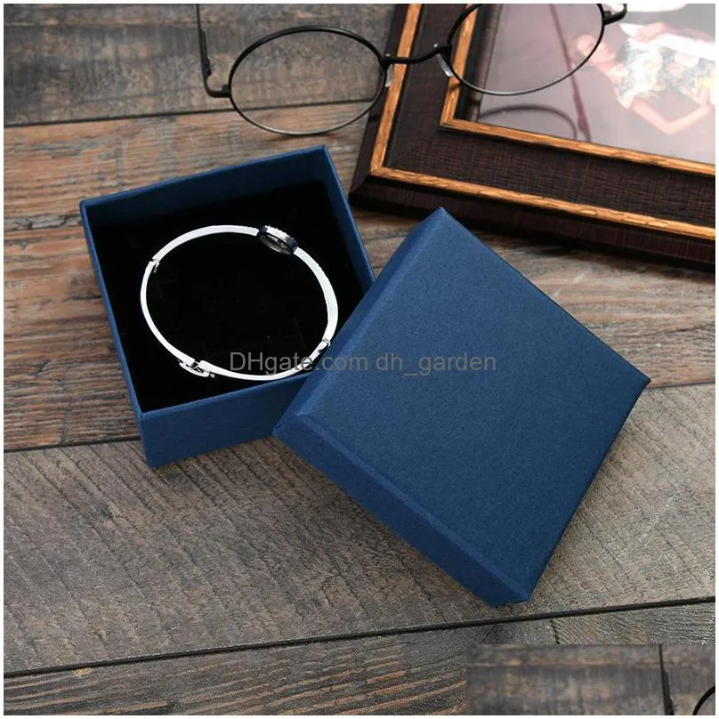 12pcs square paper jewelry packaging high quality 7x9x3cm blue necklace ring earrings bracelet gift box for valentines day