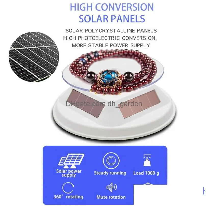 360 degree rotating turntable display stand solar powered jewelry watch ring bracelet organizer holder for pography props