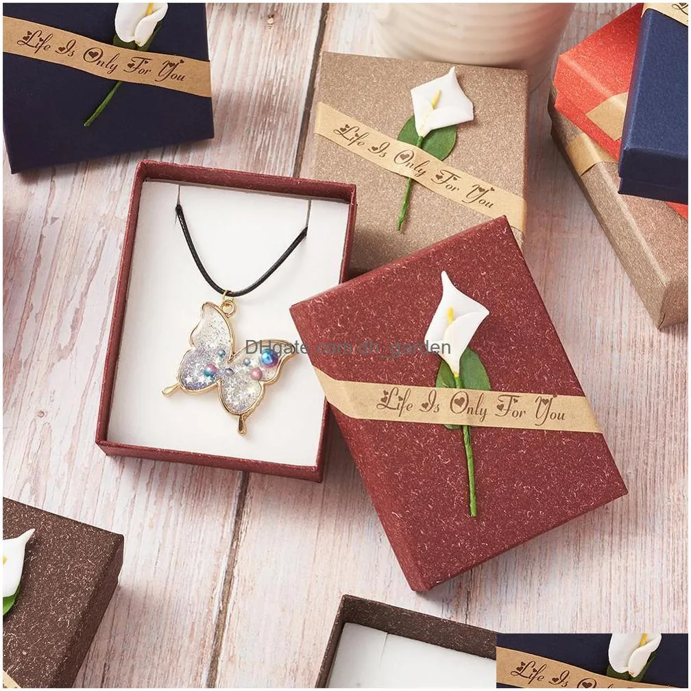 creative jewelry gift boxes retro cardboard rings bracelets necklace pendant organizer box display packing case mixed color