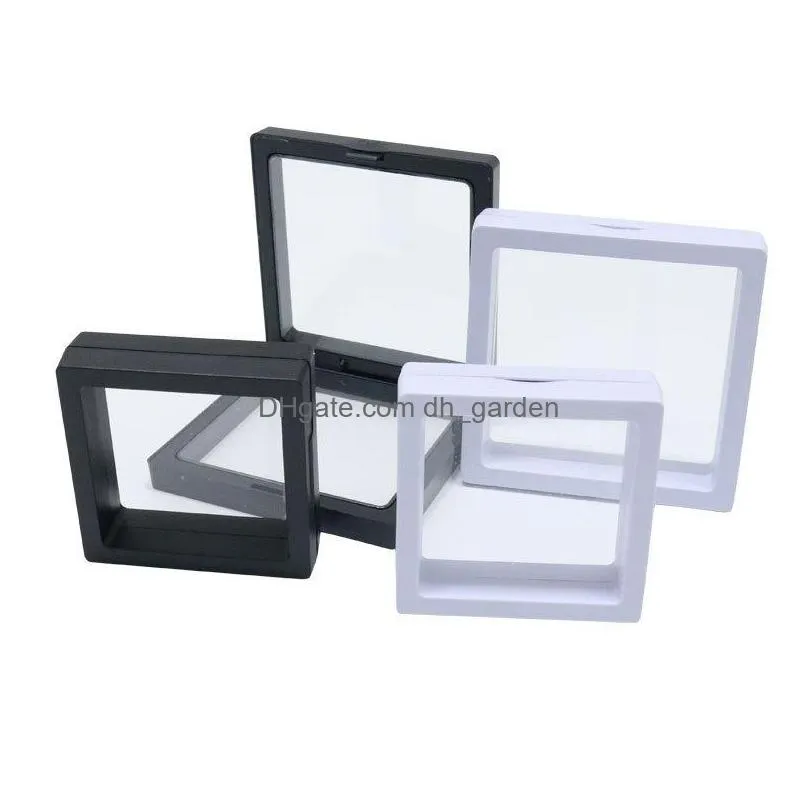 10pcs/lot transparent jewelry display box case ring necklace bracelet organized 3d floating square frame storage collection