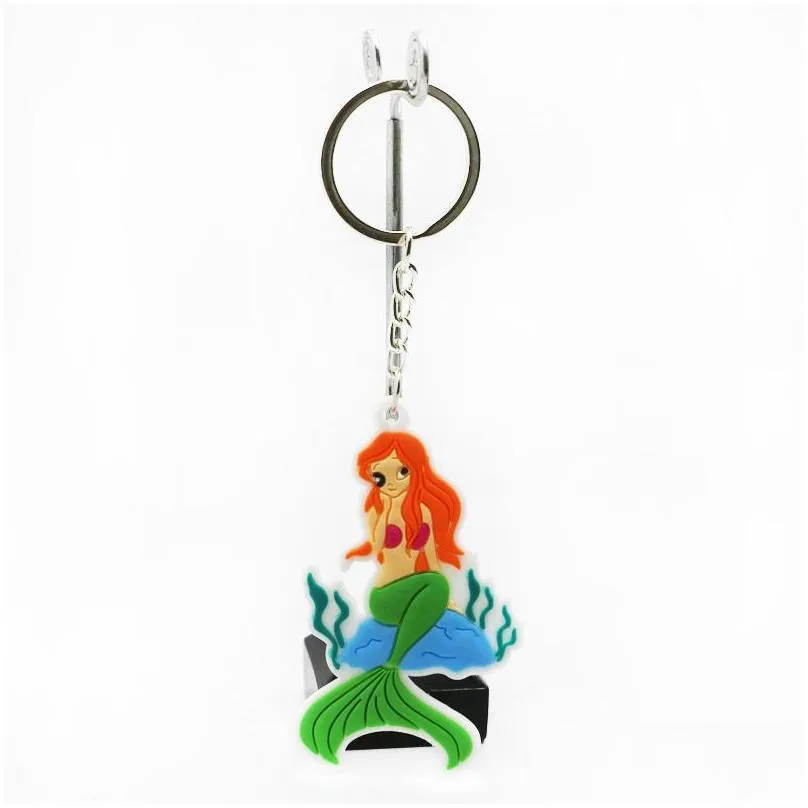 pvc mermaid pendant keychain cartoon keychains bag decorative key chain fashion accessories keyring