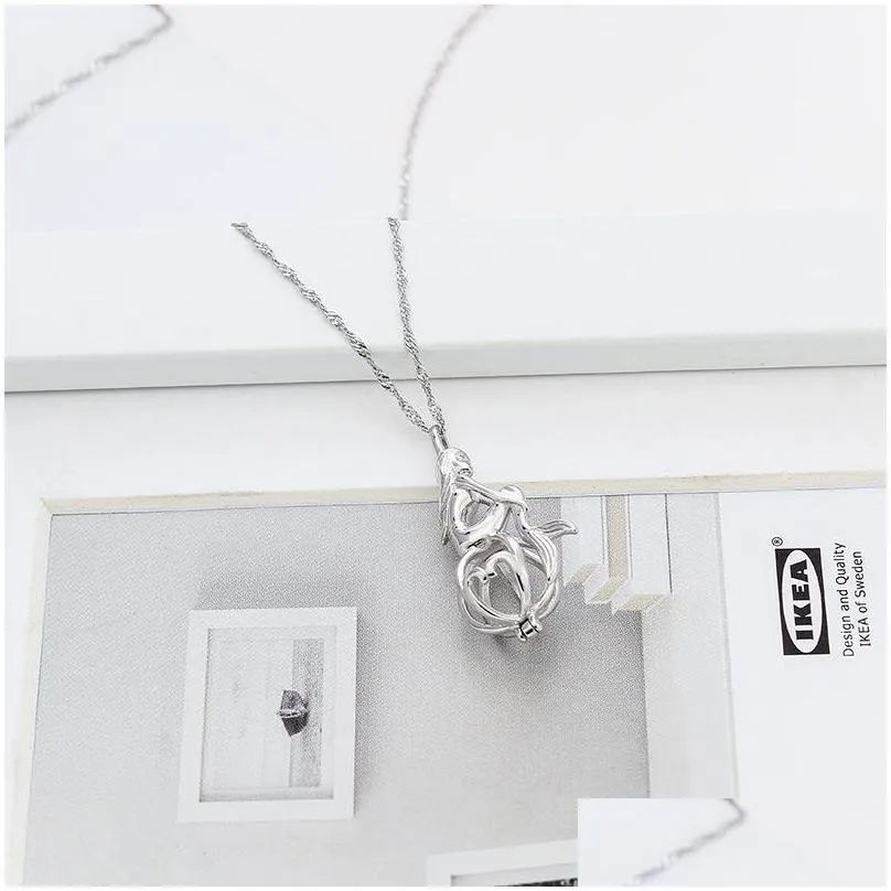 original silver jewelry s925 sterling silver pearl cage pendant female pearl locket mermaid for diy empty bracket accessories